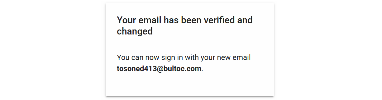 Verification success page