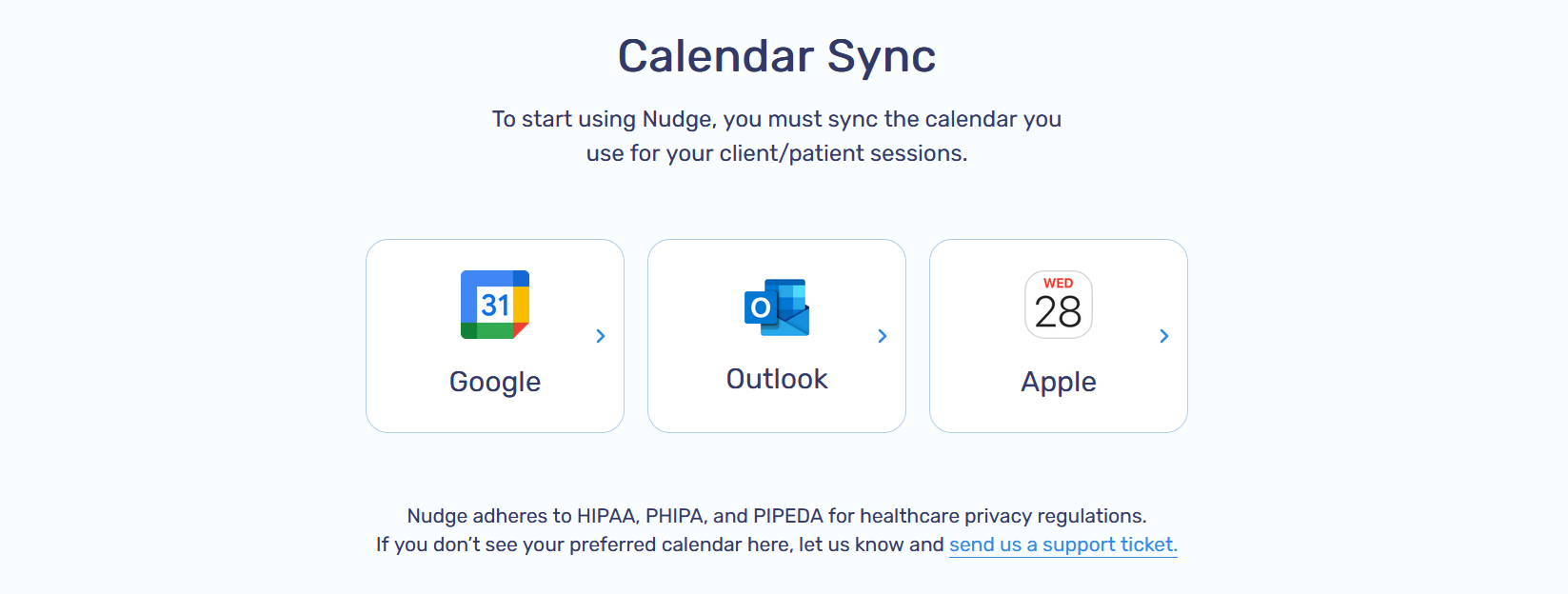 Chose a calendar to sync with
