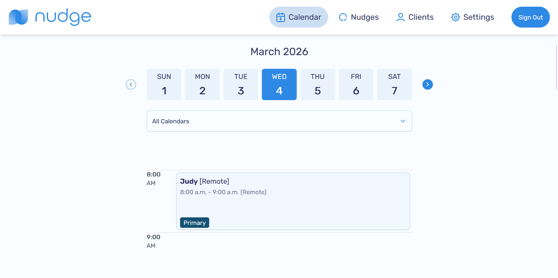 Calendar page overview