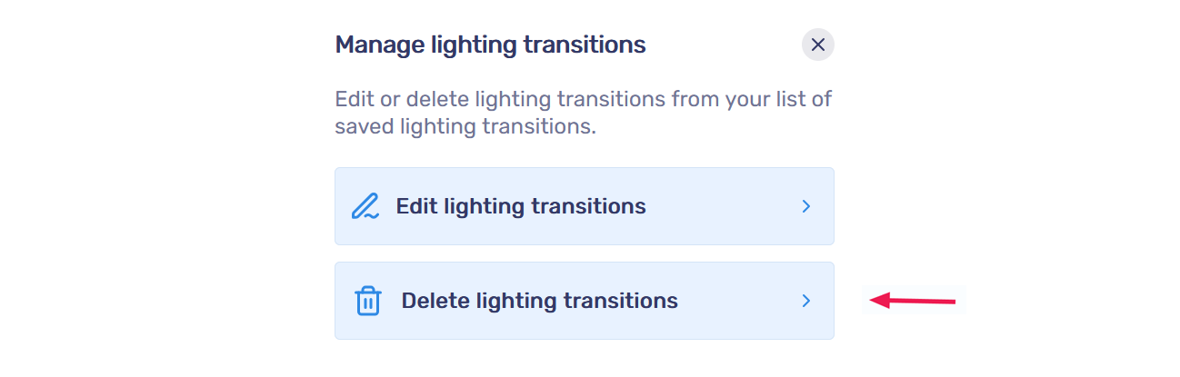 Delete lighting transition