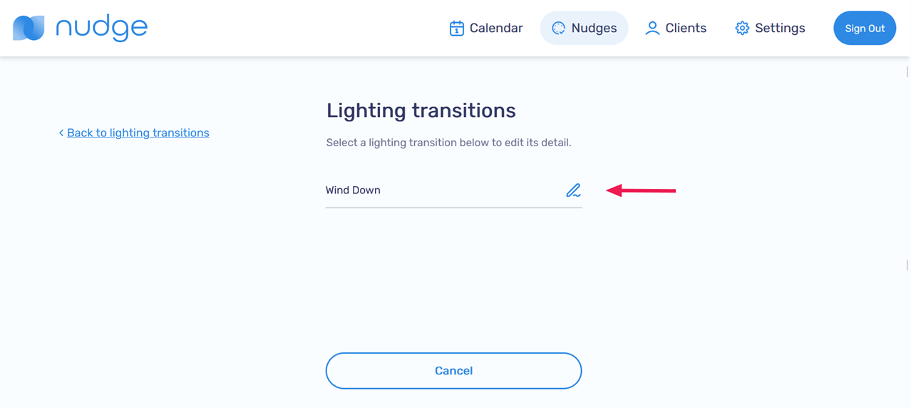 Edit icon next to lighting transition