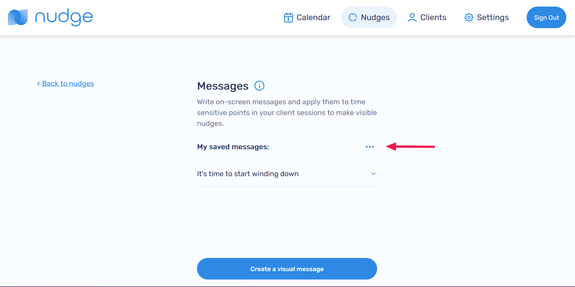 More options next to My saved messages