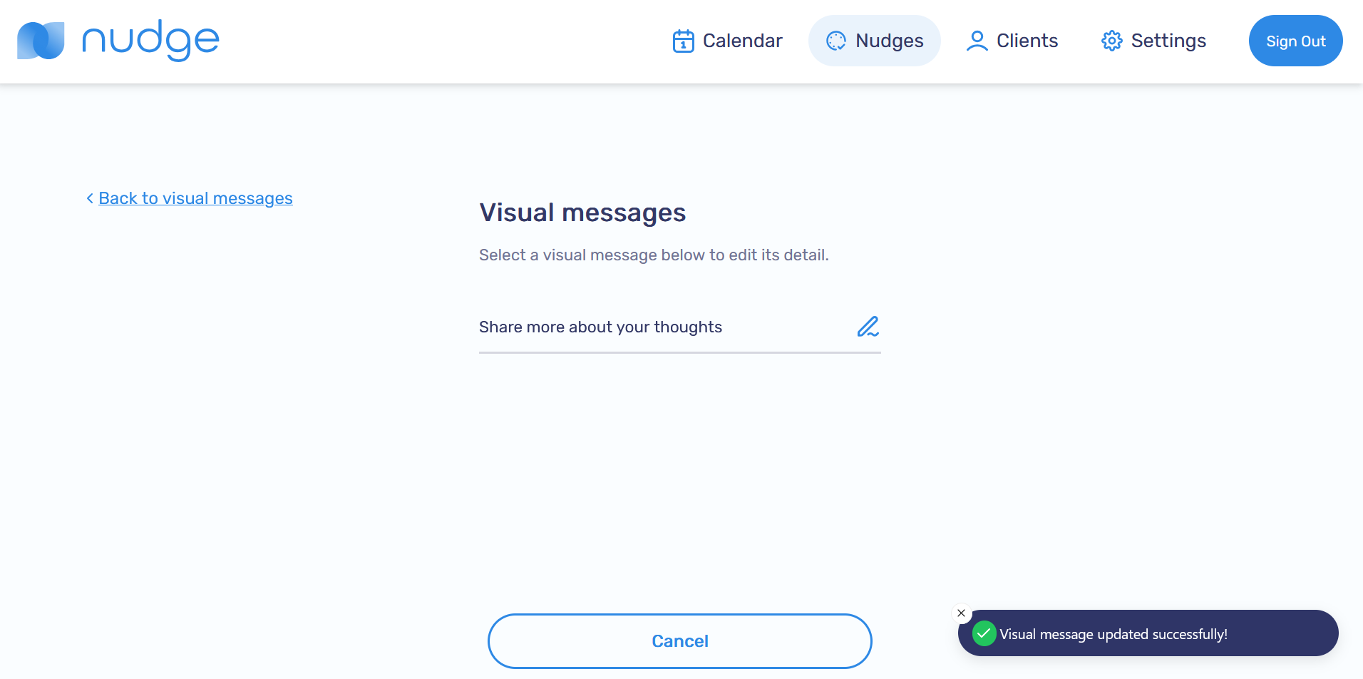 Changes saved confirmation