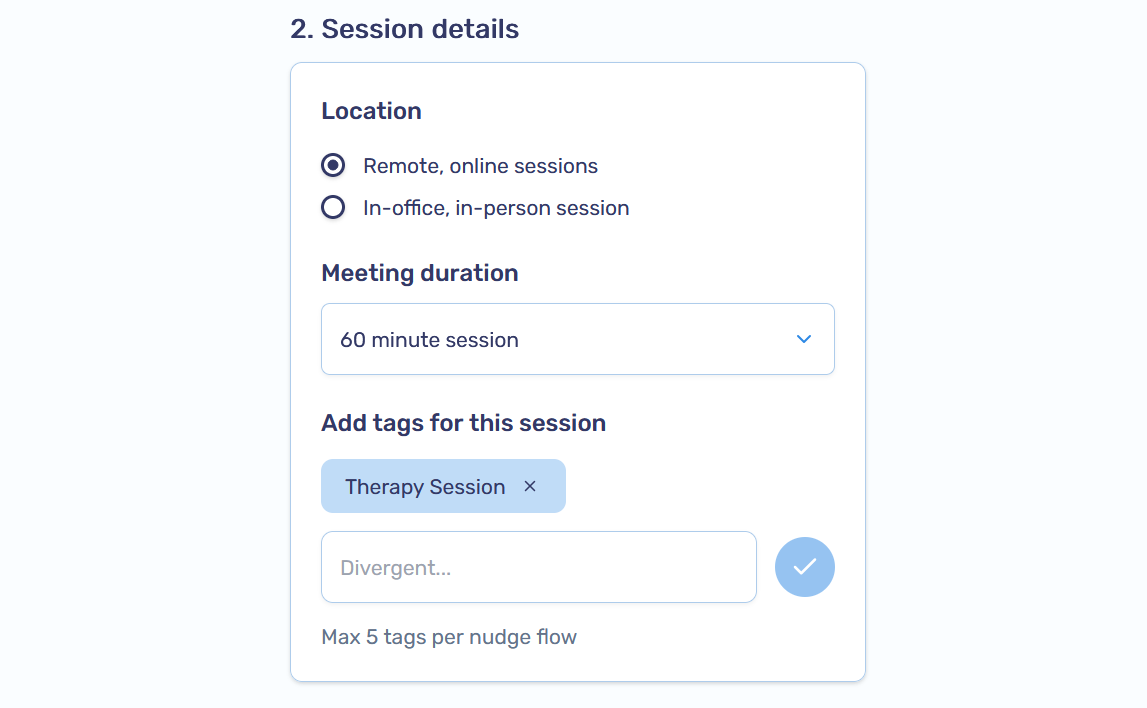 Enter session details