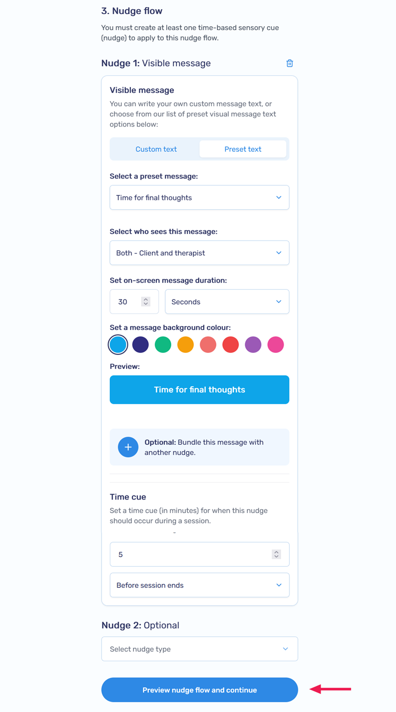 Preview nudge flow and continue button
