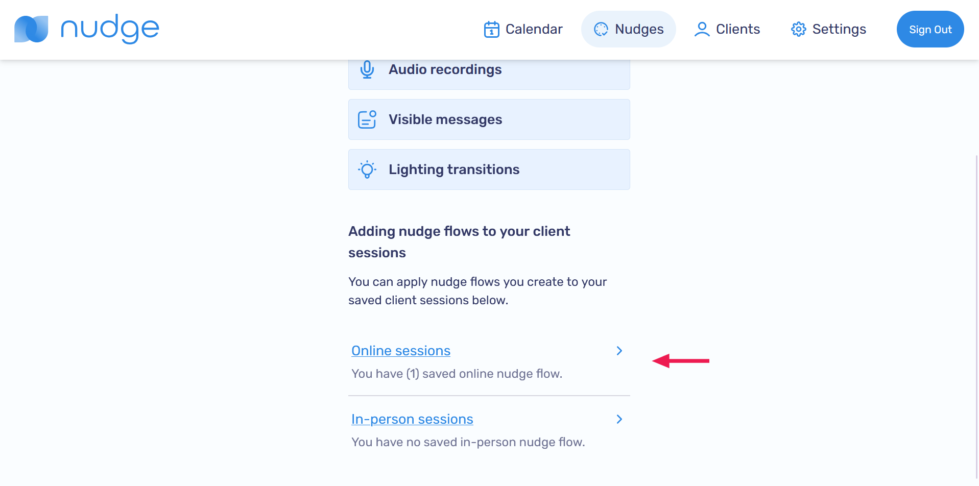 Online or In-person sessions page