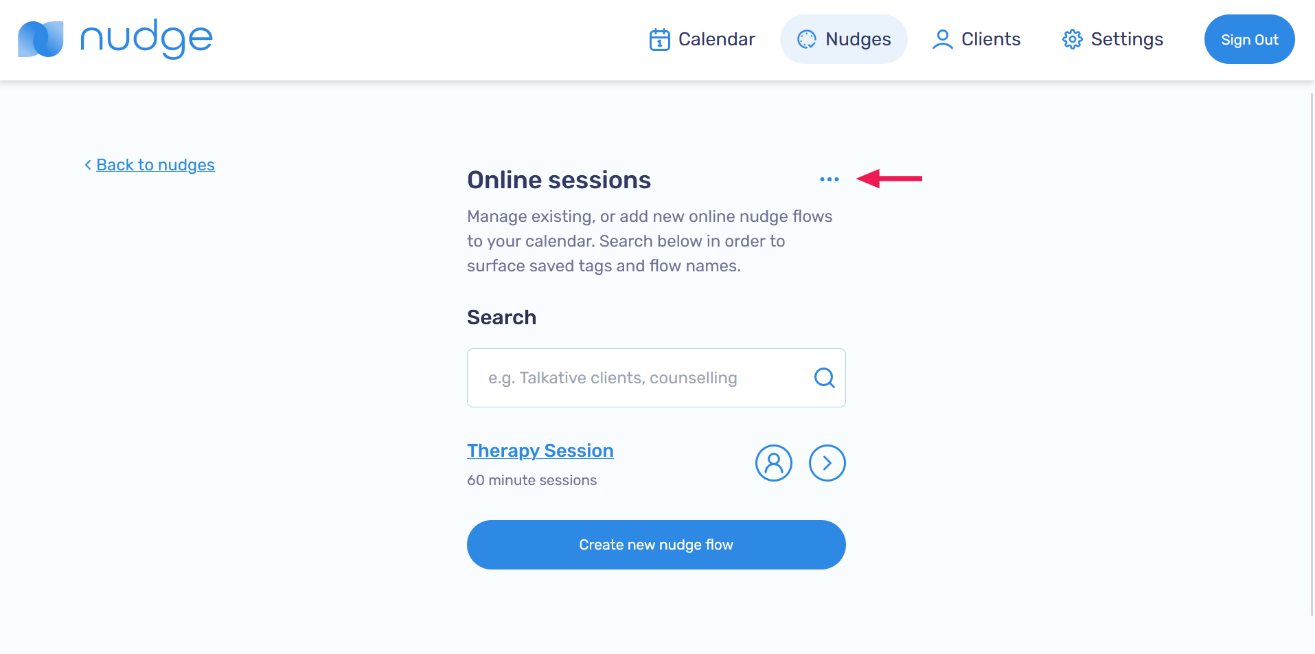 ... icon on Online sessions page