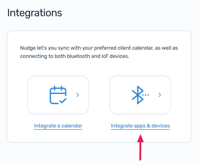Integrate apps &amp; devices page
