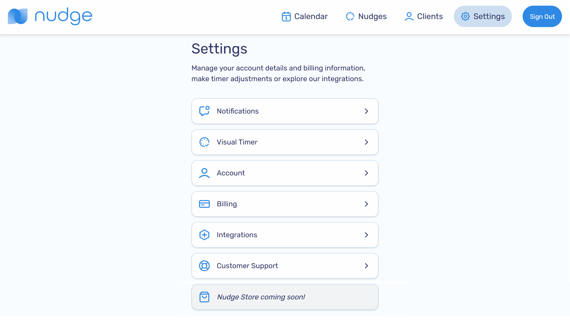 Settings page screenshot